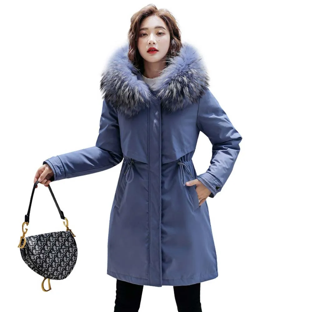 

Fitaylor New Winter Jacket Women Clothing Medium Long Hooded Winter Coat Women Solid Warm Fur Lining Long Parka