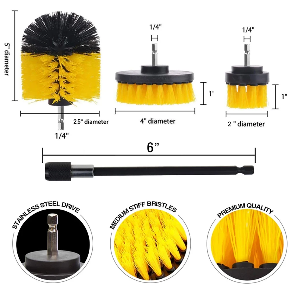 

6Pcs/12Pcs Set Electric Scrubber Brush Drill Brush Kit Plastic Round Cleaning Brush For Carpet Glass Car Tires Nylon Brushes