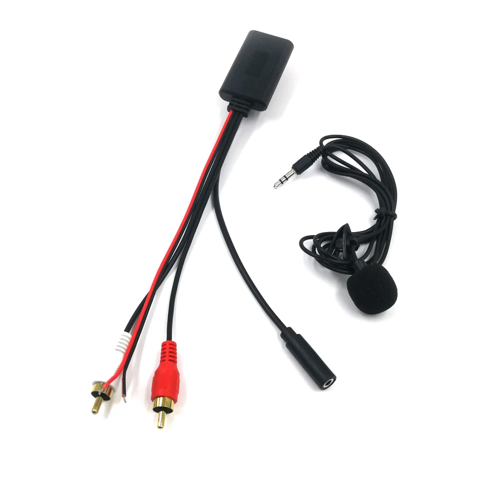 Biurlink-Adaptador de Audio inalámbrico con Bluetooth para coche, micrófono manos libres para llamada de teléfono, estéreo, 2RCA, entrada de Audio AUX-IN