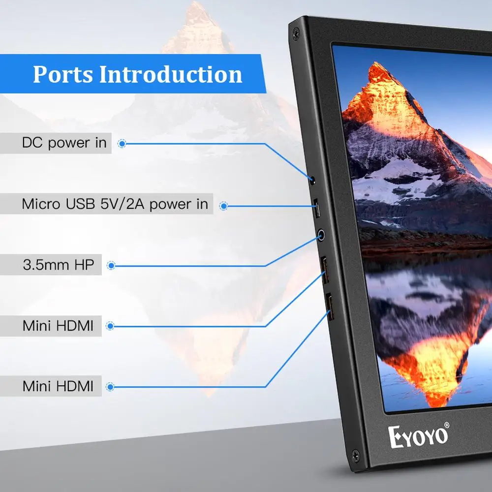 Портативный игровой монитор Eyoyo 13 3 дюйма HDR IPS двойной HDMI дисплей Raspberry pi 1080P со