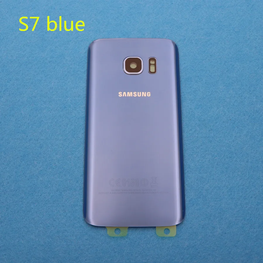 S7 blue Новая задняя панель стеклянная задняя крышка батарейного отсека для samsung Galaxy S7 G930 G930F G930FD S7 Edge G935 G935F G935FD+ наклейки объектив камеры - Цвет: S7 blue
