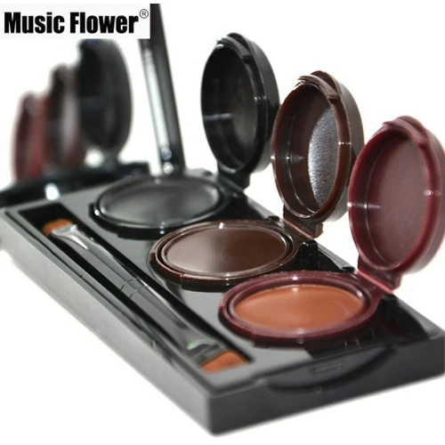 Music Flower Для женщин 3 In1 бровей Палитра с кисточкой и подводка-гель для глаз макияж глаз крем для бровей водостойкий Макияж Косметика
