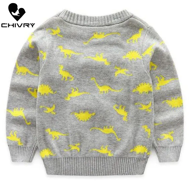 Детский трикотажный свитер с круглым вырезом мультяшным принтом|Свитера| |