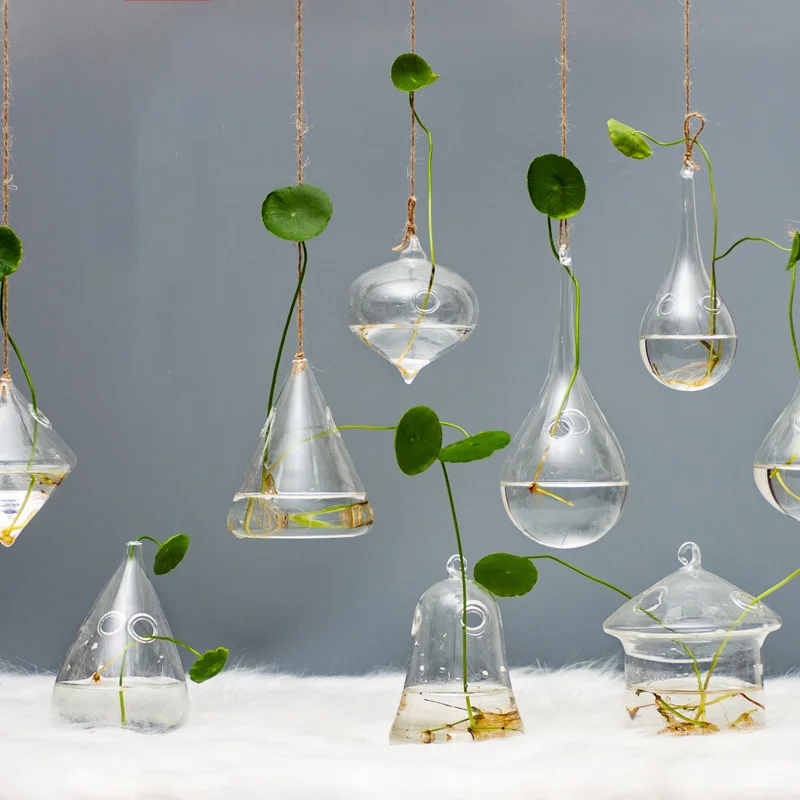 Подвесная стеклянная ваза цветочные горшки гидропоника для растений украшение