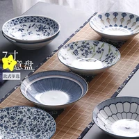 japanese hand painted blue and white underglaze color ceramic tableware ins creative personality household 7 inch plate