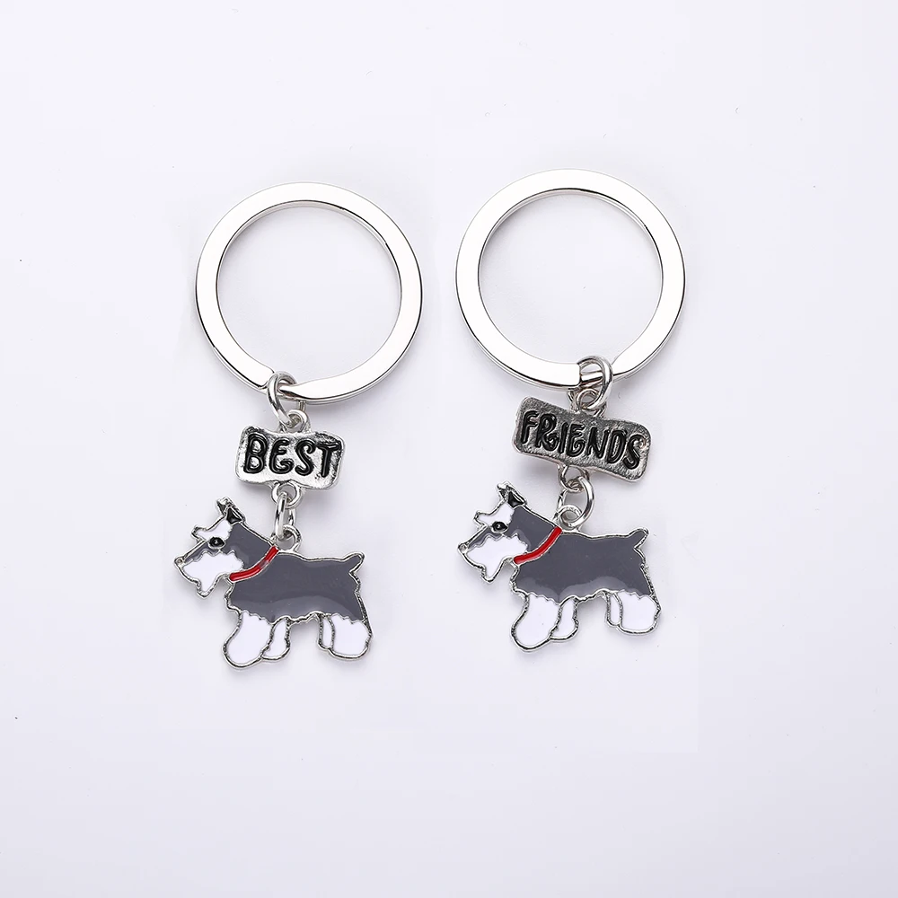 Брелок для ключей Schnauzer Dogs, брелок для ключей, сделай сам, сумка, подвеска, металлический брелок для автомобиля, Подарочный Брелок для ключей, женский брелок с пряжкой, брелок для ключей - Цвет: 08