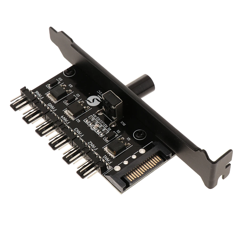 1 до 6 Чехол для компьютера PCI Fan Speed сплиттер контроллера с разъемом питания SATA DC