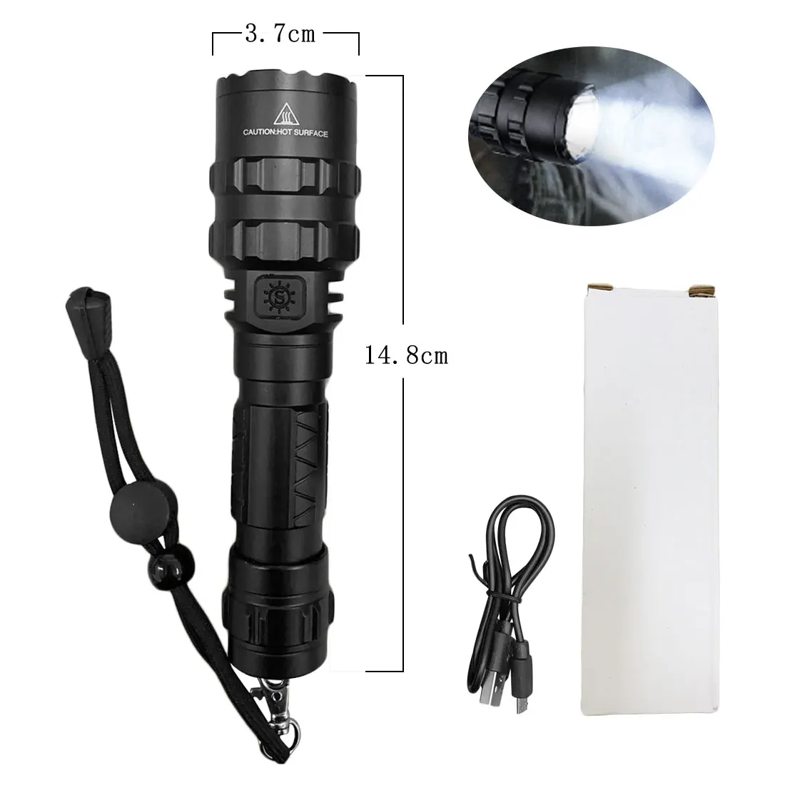

Tactical Flashlight Mini Long-Range USB Rechargeable Torch Outdoor Household Waterproof Lamp Hunting Flashlight