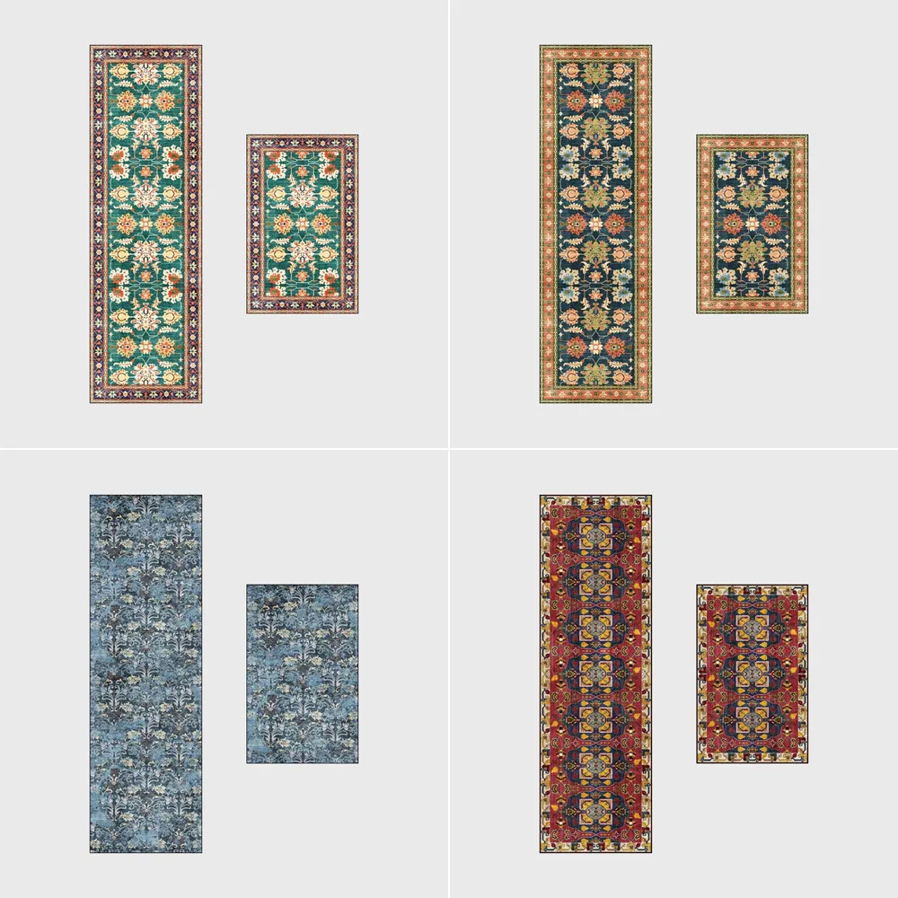 Новый Модный этнический цветочный синий зеленый красный золотой кухонный коврик