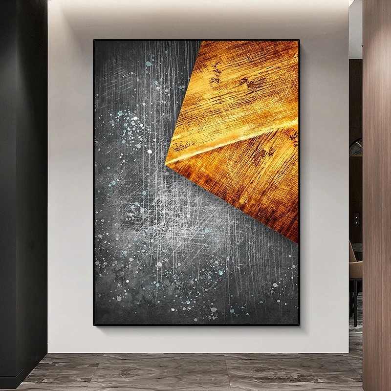 

Hand Painted Oil Painting on Canvas Abstract Orange and Black Geometry Cube Living Room Home Decor Wall Hanging Art No Framed
