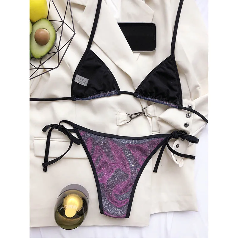 

YMYW Sexy Ribbed Brazilian Bikini 2020 Swimsuit Female Swimwear Women Two-pieces Bikini Set with Halter Bather Bathing Suit