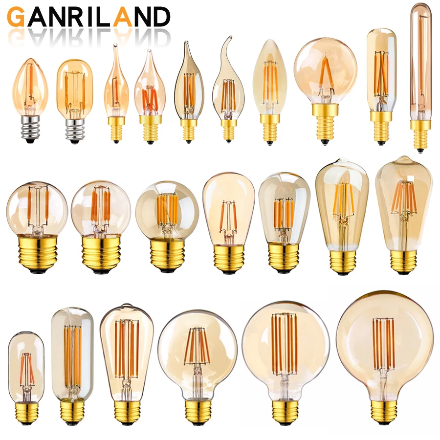 E14 E27 LED Bulb 220V Dimmable Vintage LED Filament Light Bulb T22 1W Retro Incandescent Decoration Led Lighting Lamp Ampoule