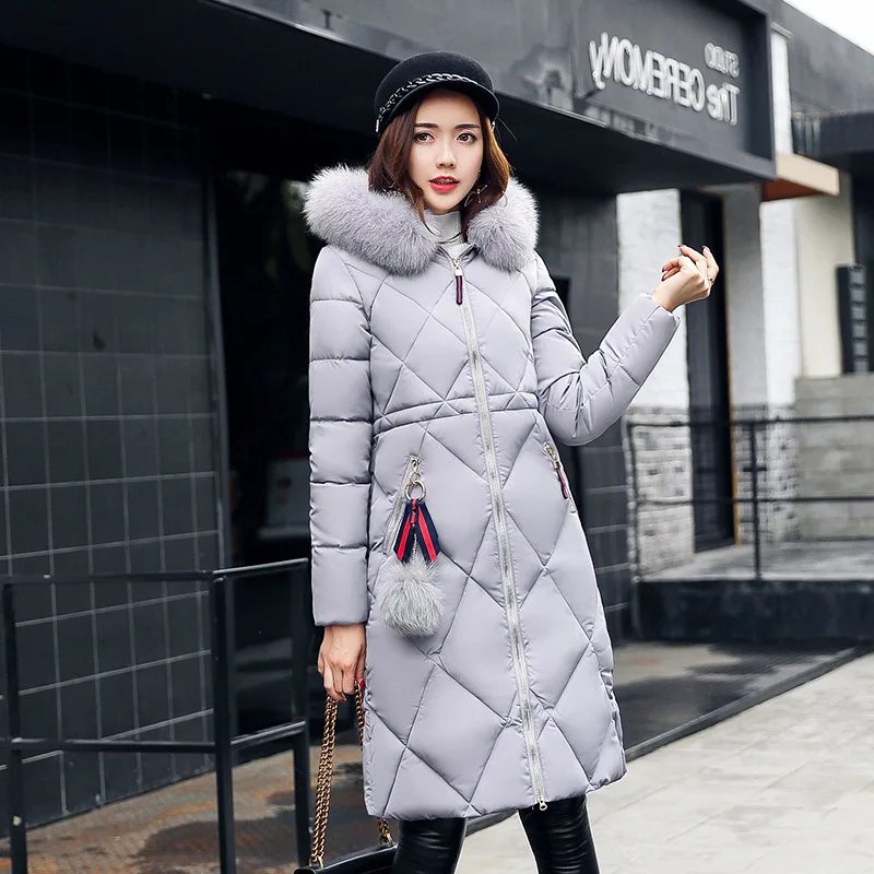 

Winter women's thick padded coat, plus size down padded coat, women's long large fur collar coat, women's padded jacket