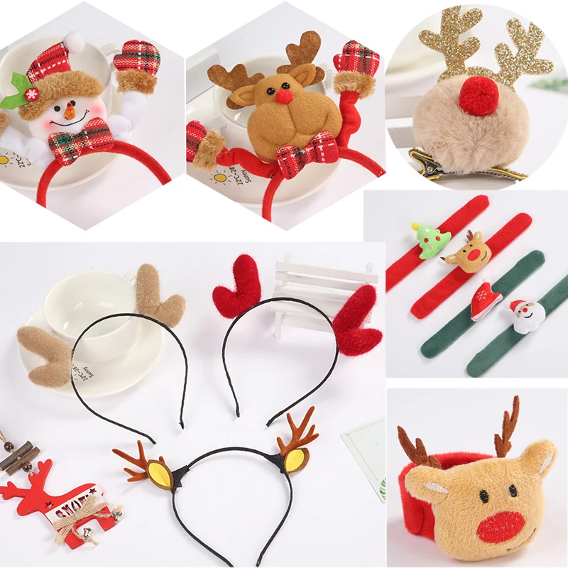 

Christmas Headbands Hair Hoop Headband Children's Headdress Hairpin Adult Snowman Antler Buckle Christmas Hat Decoration Gift