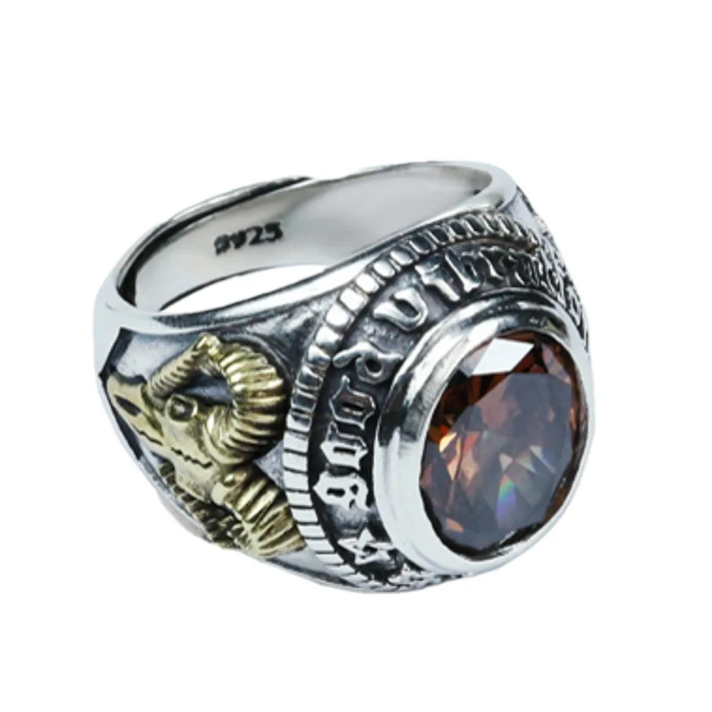 S925 Стерлинговое Серебро коричневый камень Личность глаз Божий тайское серебро