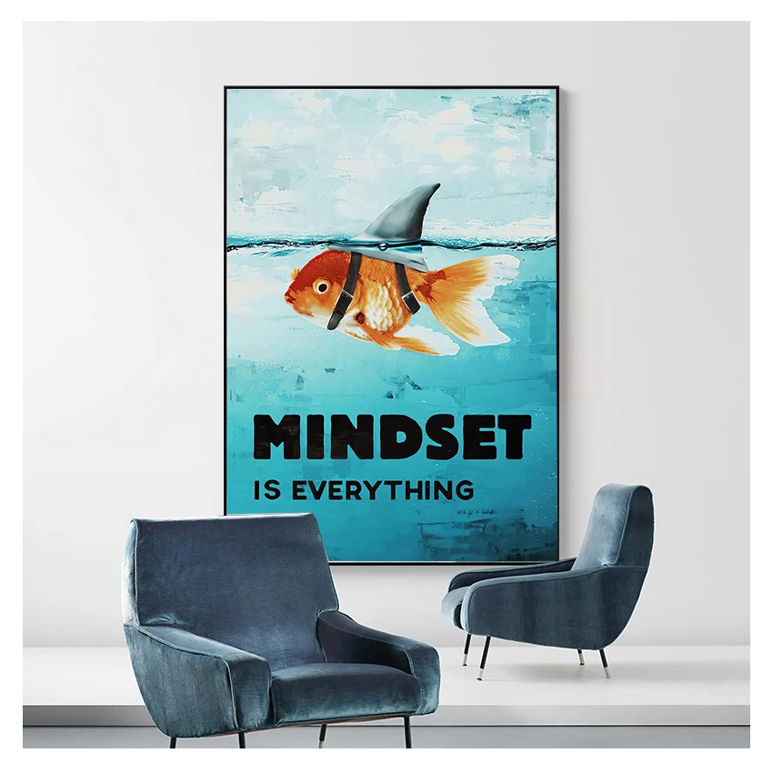 Декор для дома картины с изображением акулы и рыб мотивационный постер в