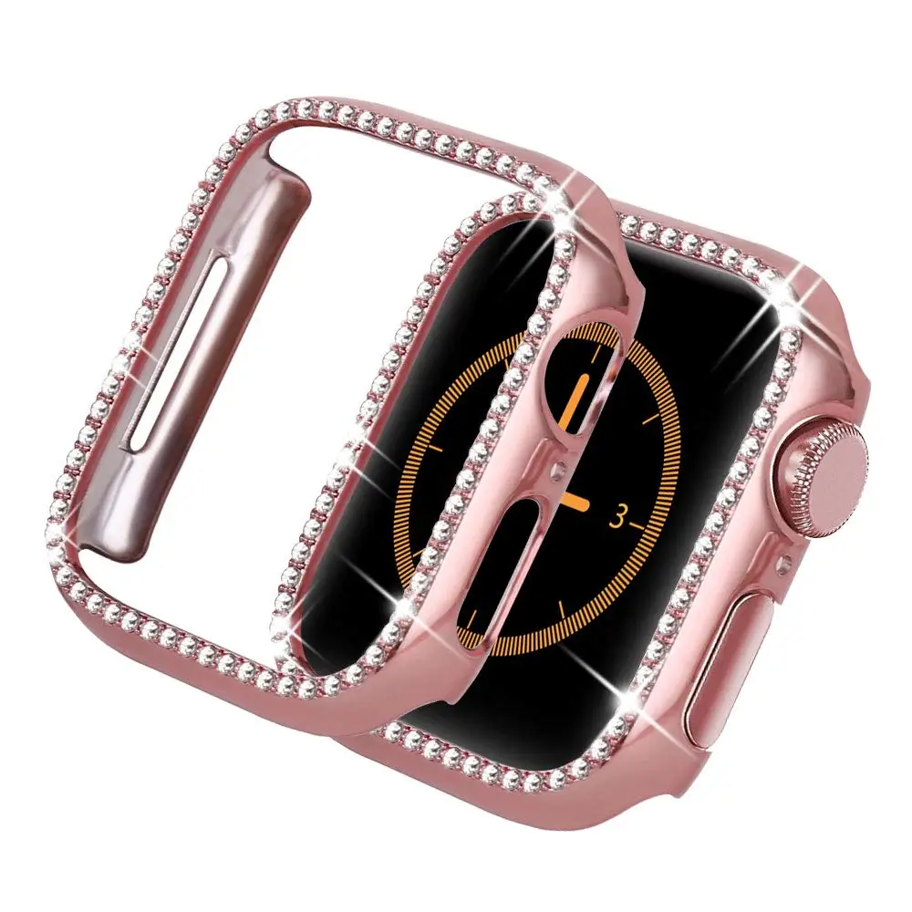 rose pink Шикарный бампер для Apple watch чехол Apple watch 4 5 44 мм 40 мм 42 мм 38 мм Алмазный протектор чехол iWatch 5 4 3 2 Аксессуары 38 - Цвет: rose pink