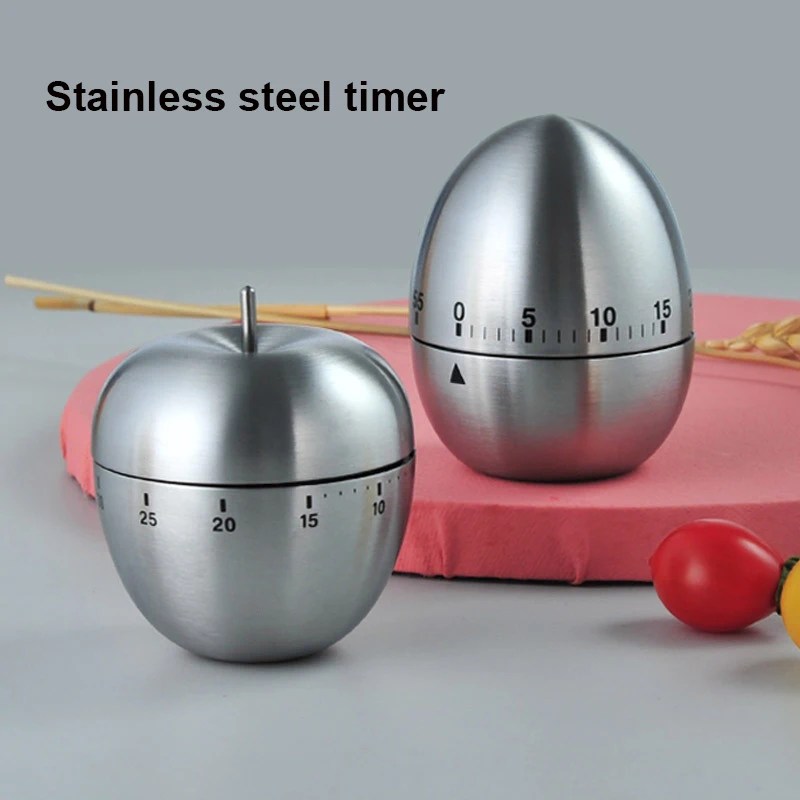 

Stainless Steel Kitchen Timer Egg Apple Timer Mechanical Reminder Countdown Kitchen Gadgets Baking Cooking Tools