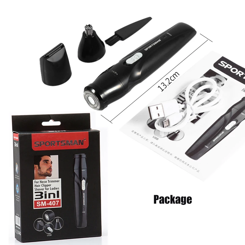 Мужской триммер для волос 3 в 1 электрический носа бритва перезаряжаемый