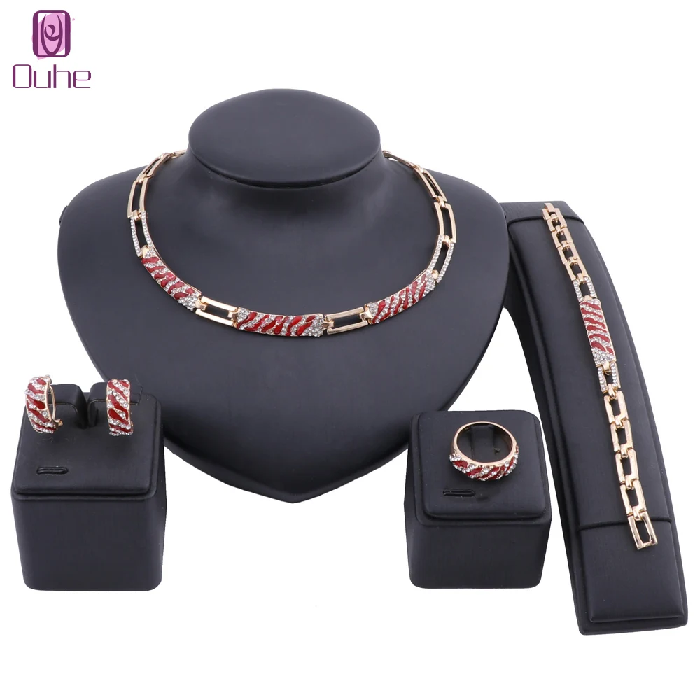 Женский комплект ювелирных изделий из африканских бусин с кристаллами и красной