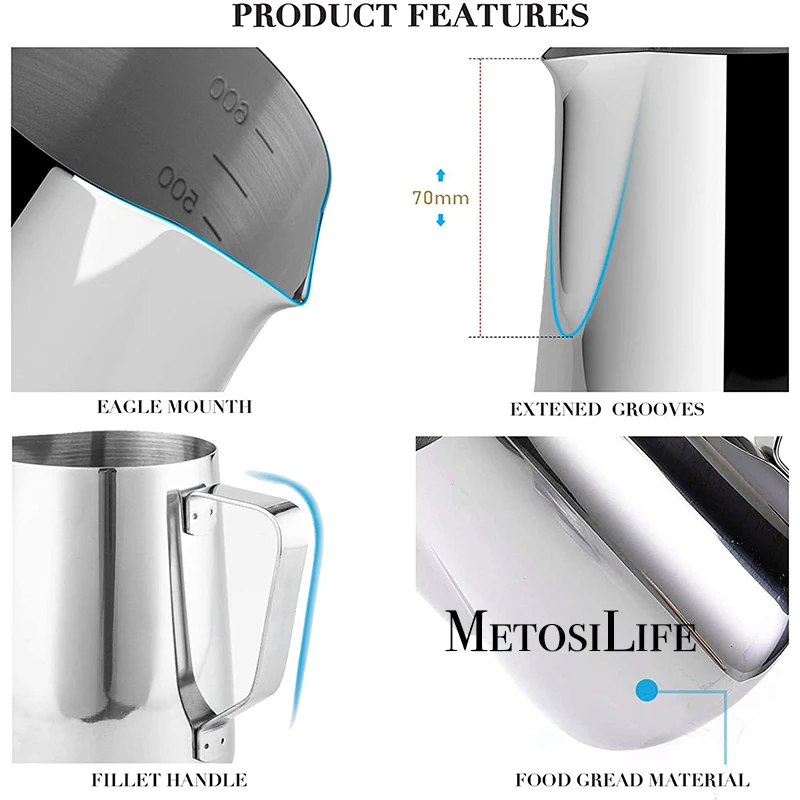 Кувшин для взбивания молока из нержавеющей стали кувшин эспрессо приготовления