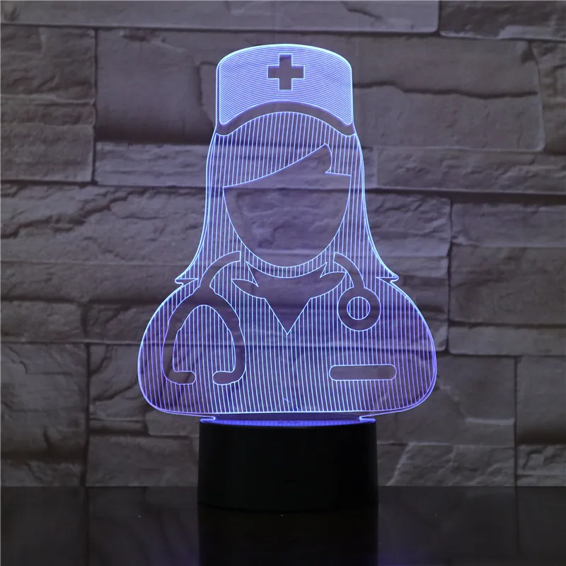 3D Lamp The Doctor and Nurse Pretty Present for Children Atmosphere Touch Sensor Led Night Light Visual Effect | Лампы и освещение