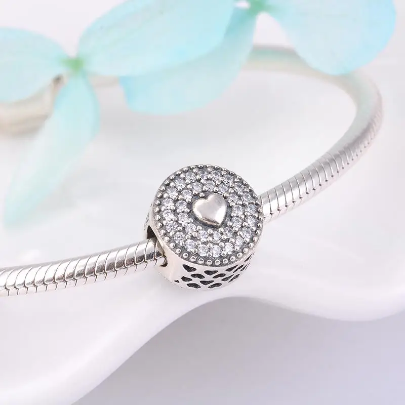 Горячая замочек в виде сердца ключ 925 пробы серебро Ясно CZ изысканные драгоценные