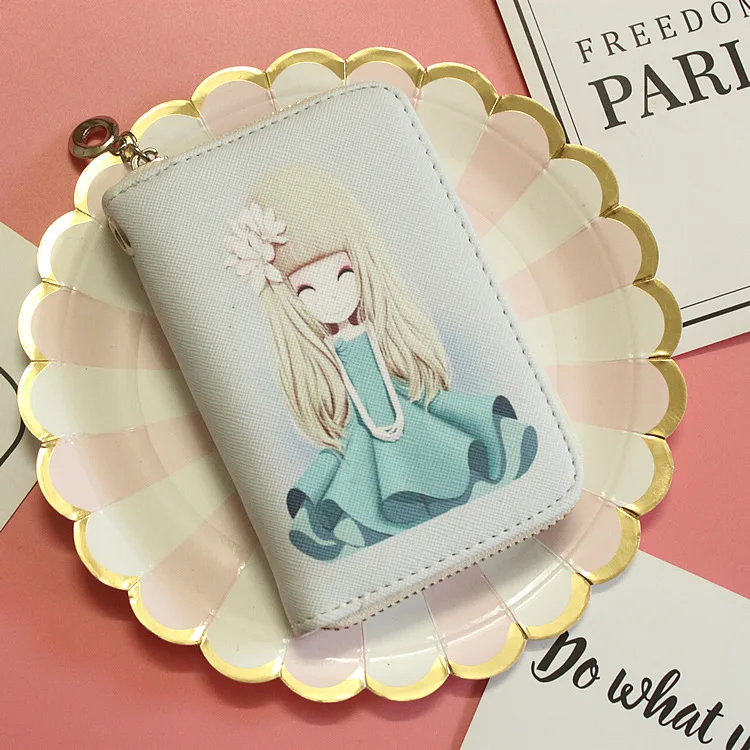 Женский кошелек на молнии с принтом в Корейском стиле из искусственной