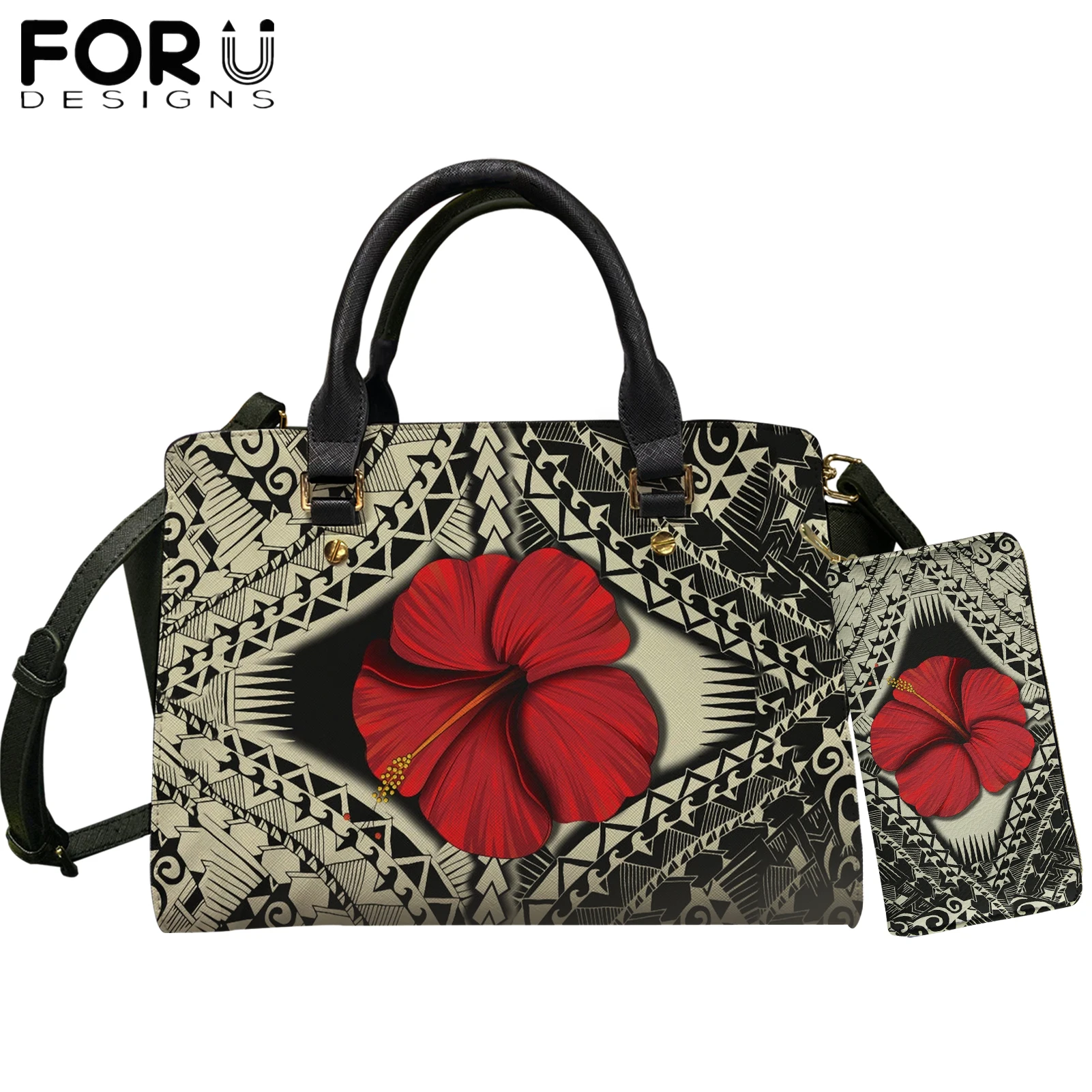 

FORUDESIGNS, популярный стиль, гавайский канака, гибискус, цветочный принт, искусственная кожа, женские большие сумки-мессенджеры, Набор сумок че...