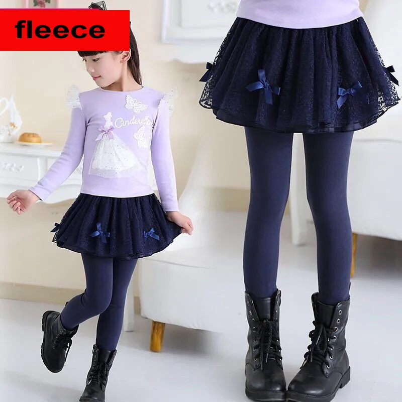 02 fleece MERI AMMI/новая модная одежда для девочек возрастом от 4 до 12 лет Детские хлопковые юбки-пачки с цветочным рисунком и мягкими леггинсами J626 - Цвет: 02 fleece