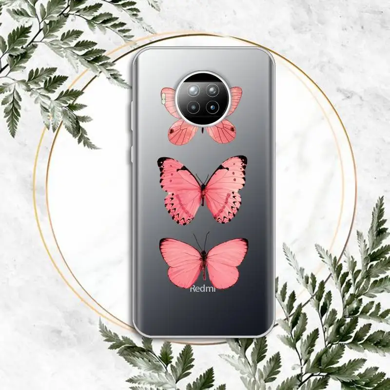 

Vintage Butterfly Fashion Phone Case Transparent for Xiaomi Redmi note 10 t 8 9 pro lite 11
