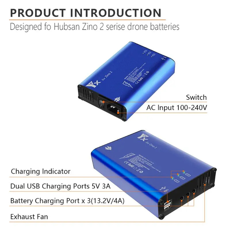 

Multi-charger Mini Portable Battery Charger Dual USB Port Intelligent Charging Adapter Device for Hubsan Zino 2 Drone Accessorie
