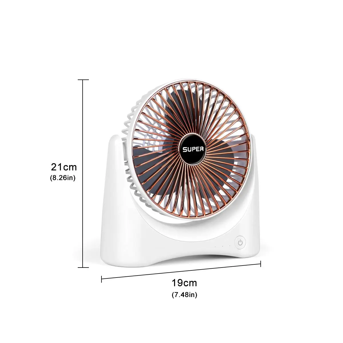 

Rechargeable Office Desk Mini Fan Electric Cooling Fan Low Noise 3 Gear Adjustment 2.0 Fast Charging Technology Golden Silver