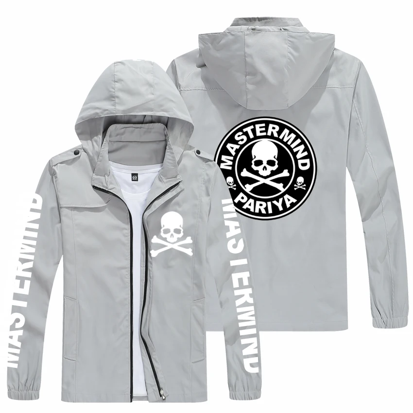 

New Men's Spring And Summer Punk Street Sports Loose Pilot Coat Fashion Skull Art Print Locomotive Zipper Cardigan Coat