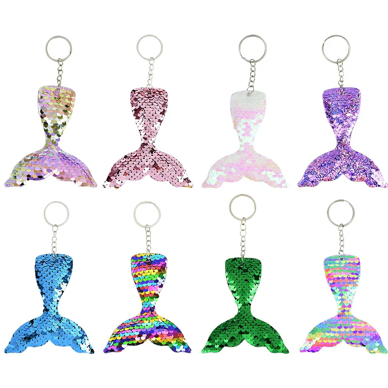 

1Pc Mermaid Fish Tail Keychain Pendant Sequins Mermaid Keyring for Wedding Baby Show Birthday Mermaid Hen Party Favors Supplies