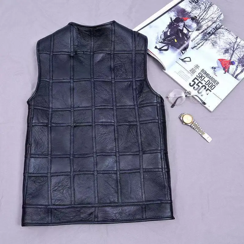 Autumn winter men vest wool fur sheepskin middle-aged and elderly vests warm