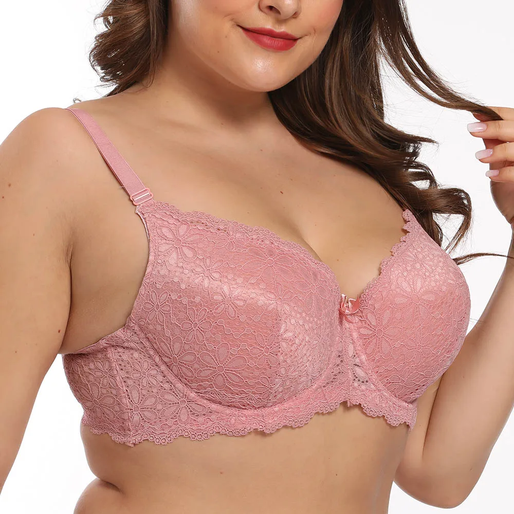 Размера плюс большие груди женские кружевные бюстгальтеры нижнее белье на