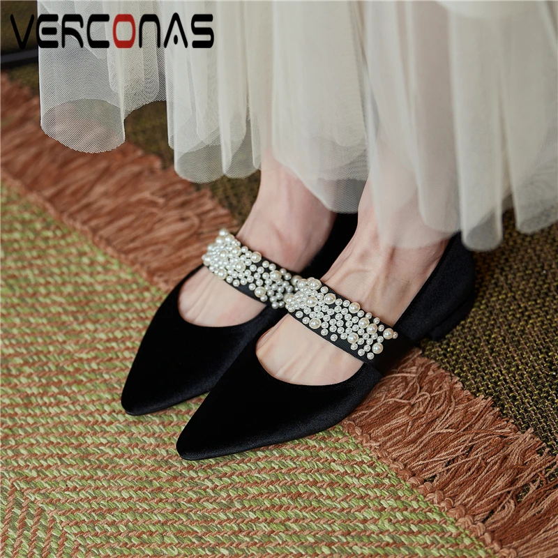 

VERCONAS футболки на каждый день в ретро стиле, с жемчугом туфли-лодочки «Мэри Джейн» женская обувь 2021 Новое поступление; Сезон весна; Туфли с ос...