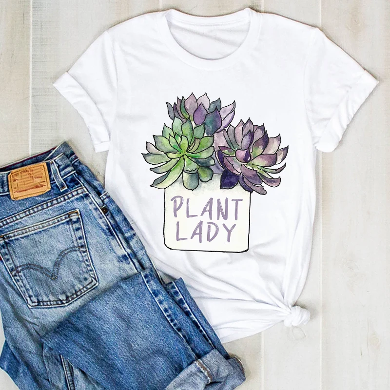 Женская летняя футболка с растительным принтом цветочный принт кактус женская