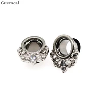 guemcal stainless steel double flared flesh ear tunnel plugs ear gauges expander stretchers body jewelry piercing high quality