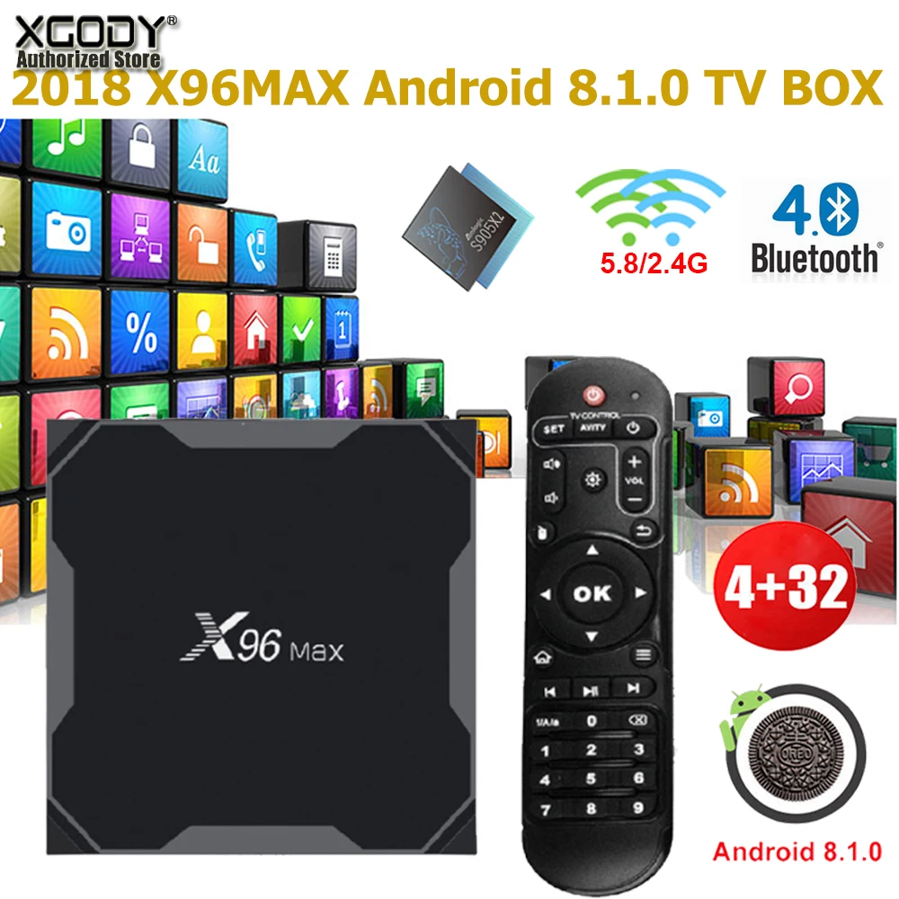 ТВ приставка XGODY X96max 4 Гб 32 ГБ четырехъядерный процессор S905X2 4k 1080P HDMI 2 1 Android 8