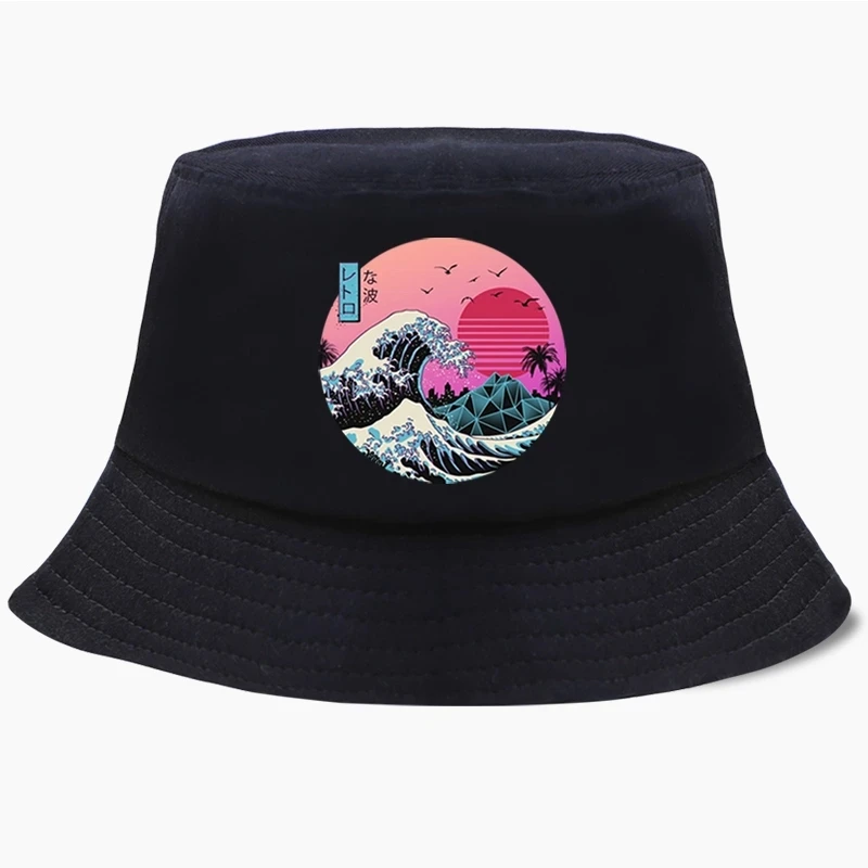 

Anime Beach Bucket Cap Unisex Cotton Bucket Hats Women Men Summer Sunscreen Hat Solid color Sunbonnet Outdoor Fisherman's Hat