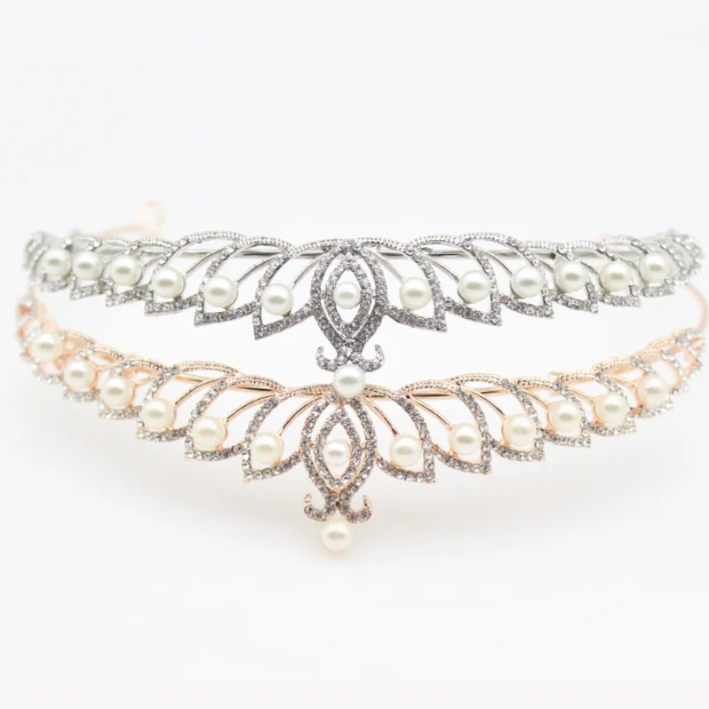 Свадебные украшения простая Свадебная жемчужная корона тиара роскошные стразы