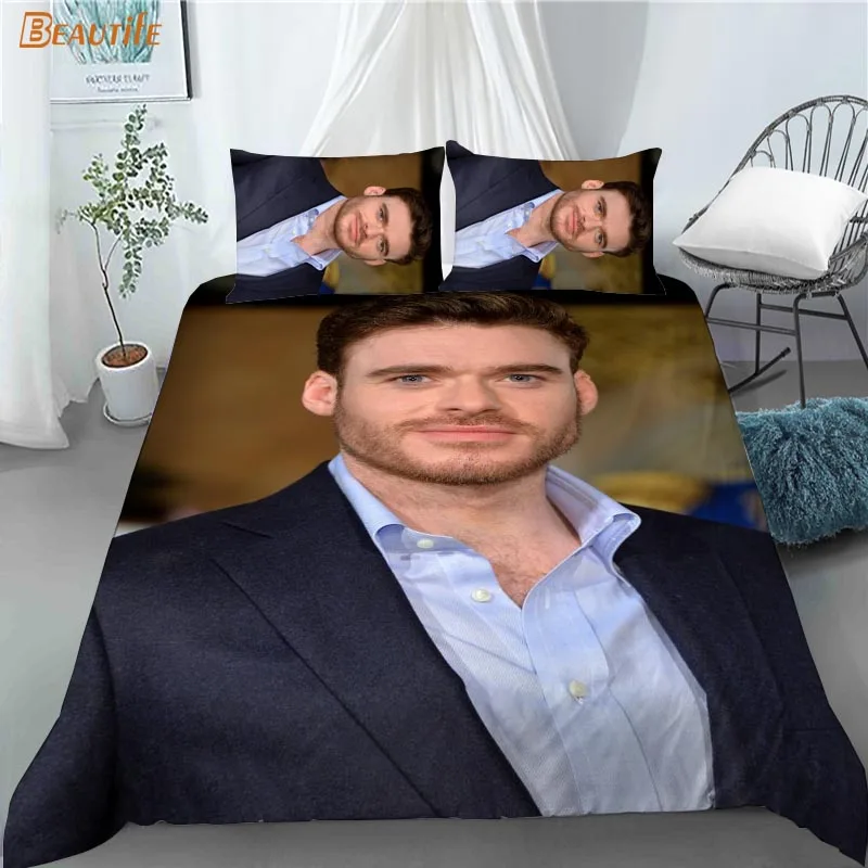 Juego de ropa de cama 3D Richard Madden, edred&oacute;n con funda de almohada para ni&ntilde;os y el hogar, 180x200cm, 180x220cm, 1009-4