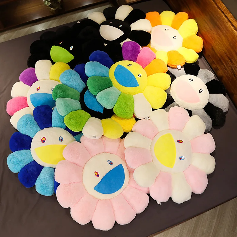 

40/60cm Kawaii Smile Face Sunflower Sun Flower Stuffed Plush Toy Cushion Mat Hold Pillow Home Bedroom Auto Decor Doll Girls Gift