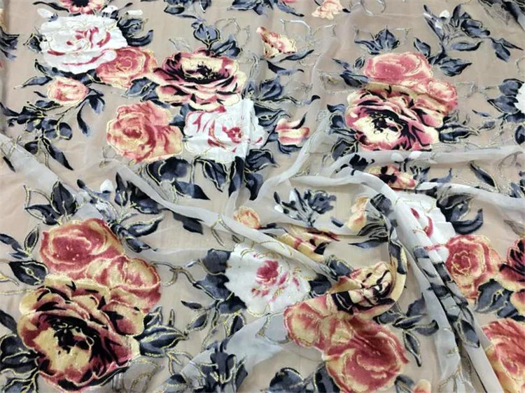 

tissus grade mulberry silk golden velvet fabric by the meter dress skirt dress material sewing