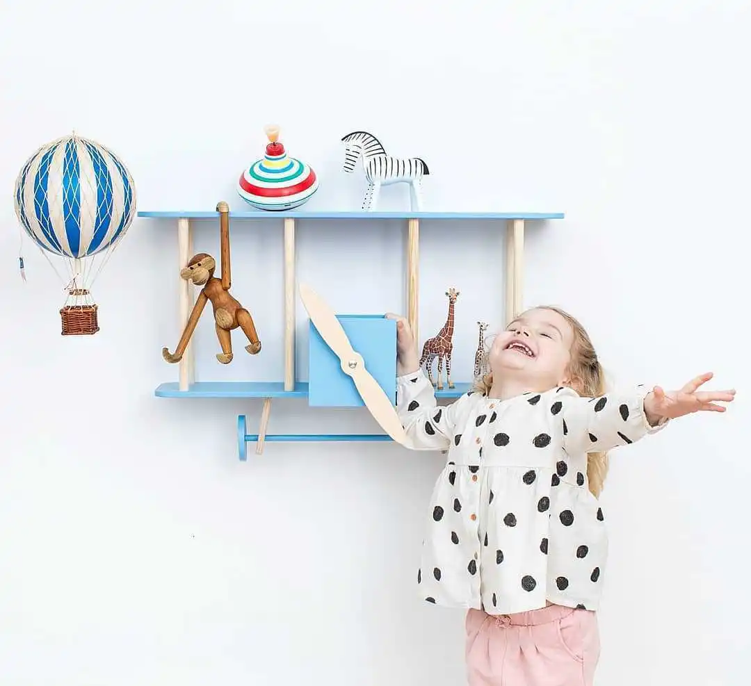 Скандинавский стиль Большой DIY самолет Комплект полок деревянный самолет Декор настенные полки биплан украшение для ребенка и детской комнаты подарок