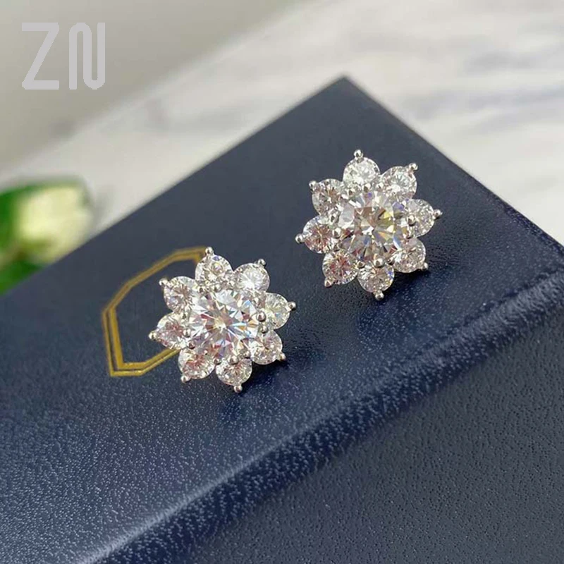 

ZN New S925 Sterling Silver Material Exquisite Luxury Full Fire Color Earrings European and American Aashion Women's Earrings