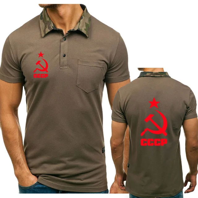 Summer Men's polo short sleeve for CCCP Russian USSR high quality Cotton T-shirt Fashion Mens T-Shirt Tops K | Автомобили и