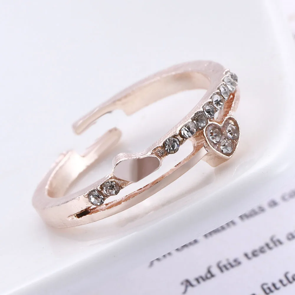 

2021 New Zircon Opening Adjustable Women Ring Accessories Heart Love Engagement Ring Jewelry Luxury White Gold Couple Ring